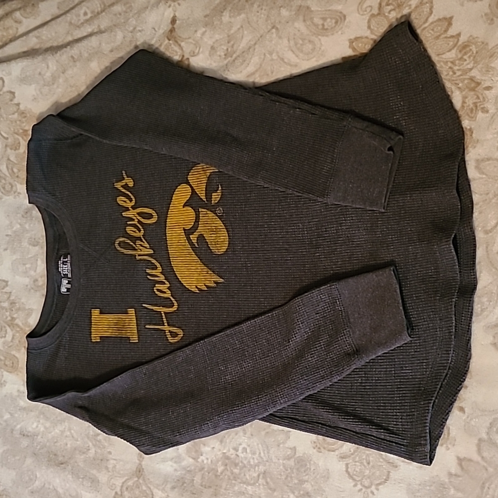 Iowa Hawkeye long sleeve waffle knit top